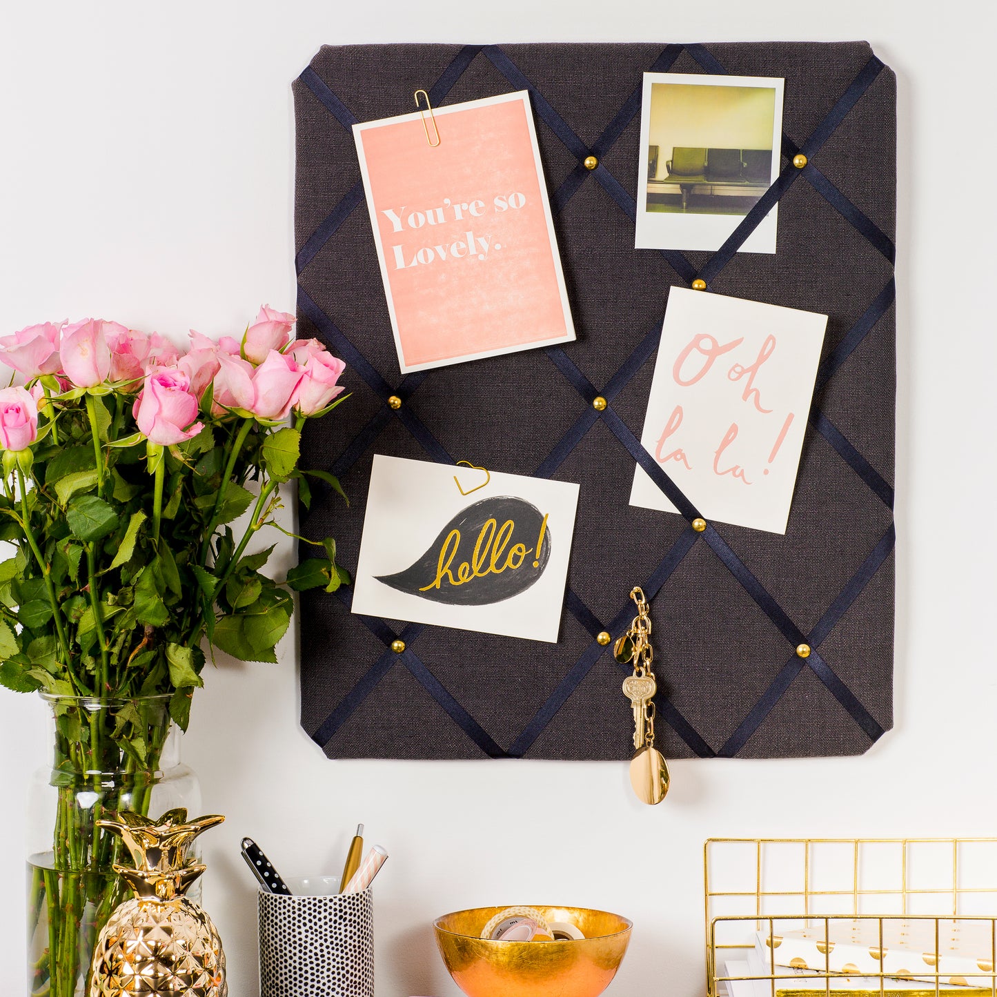 Charcoal Fabric Notice Board (No Pins Needed)