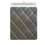 Dark Grey Gold Trim Linen Message Board Bulletin Board