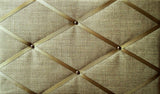 Gold Linen Chrome Trim Fabric Notice Board - Classic Size 48 x 30cm