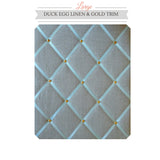 Duck Egg Blue Linen & Gold Notice Board Large