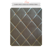 Dark Grey Copper Linen Bulletin Pinboard Large