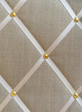 Scandi Grey Linen & Gold Notice Board X-Large