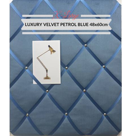 Peacock Blue Velvet Extra Large XL Memo Message Bulletin Board Pinboard